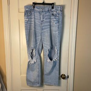 Women’s  American Eagle Stretch Super High Rise Ankle Straight Sz 16 Distressed